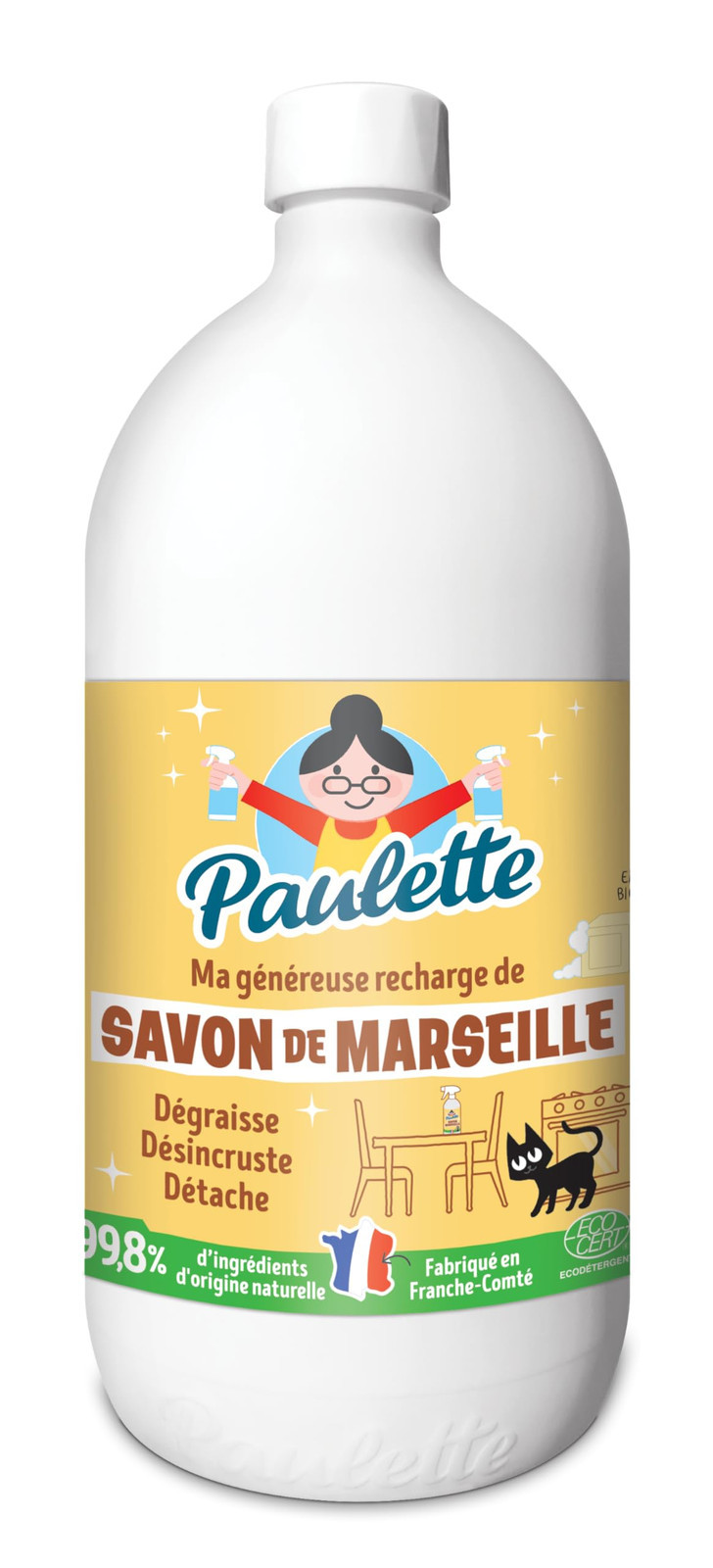 PAULETTE LA TERREUR DU MENAGE Savon de Marseille et Bicarbonate 1L Sapone (n3s)