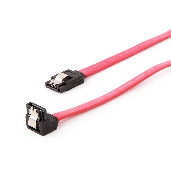 CAVO DATI SATA3 6 Gb/s con clip metallo 90°, rosso, 0,5m Gembird CC-SATAM-DATA90
