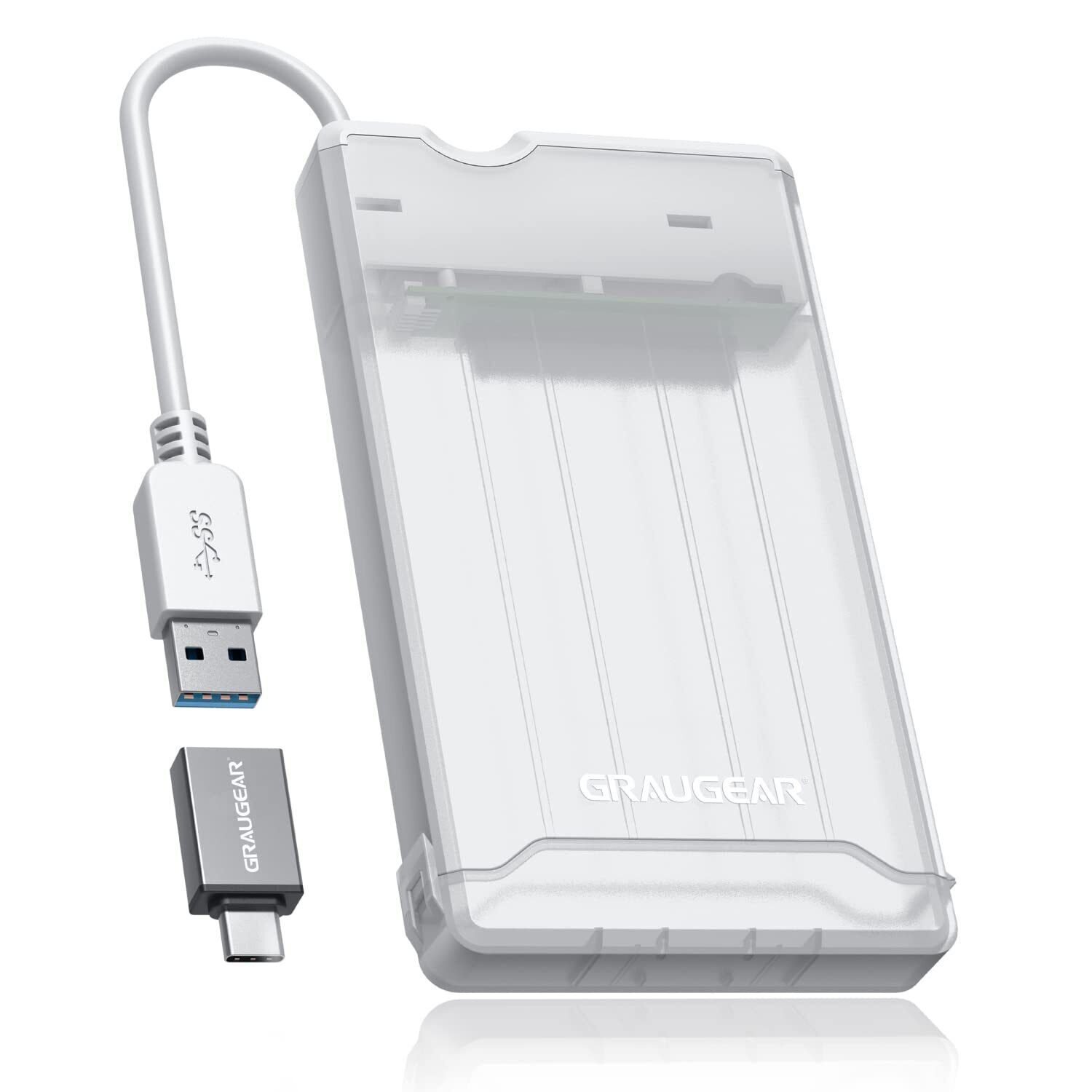 GRAUGEAR   External enclosure for 2.5 inch SATA SSD/HDD   Includes USB-C adapter