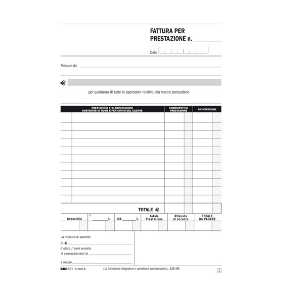 Blocco Fatture Professionisti Edipro - 15x23 cm - 50/50 Fogli Autoricalcanti - E