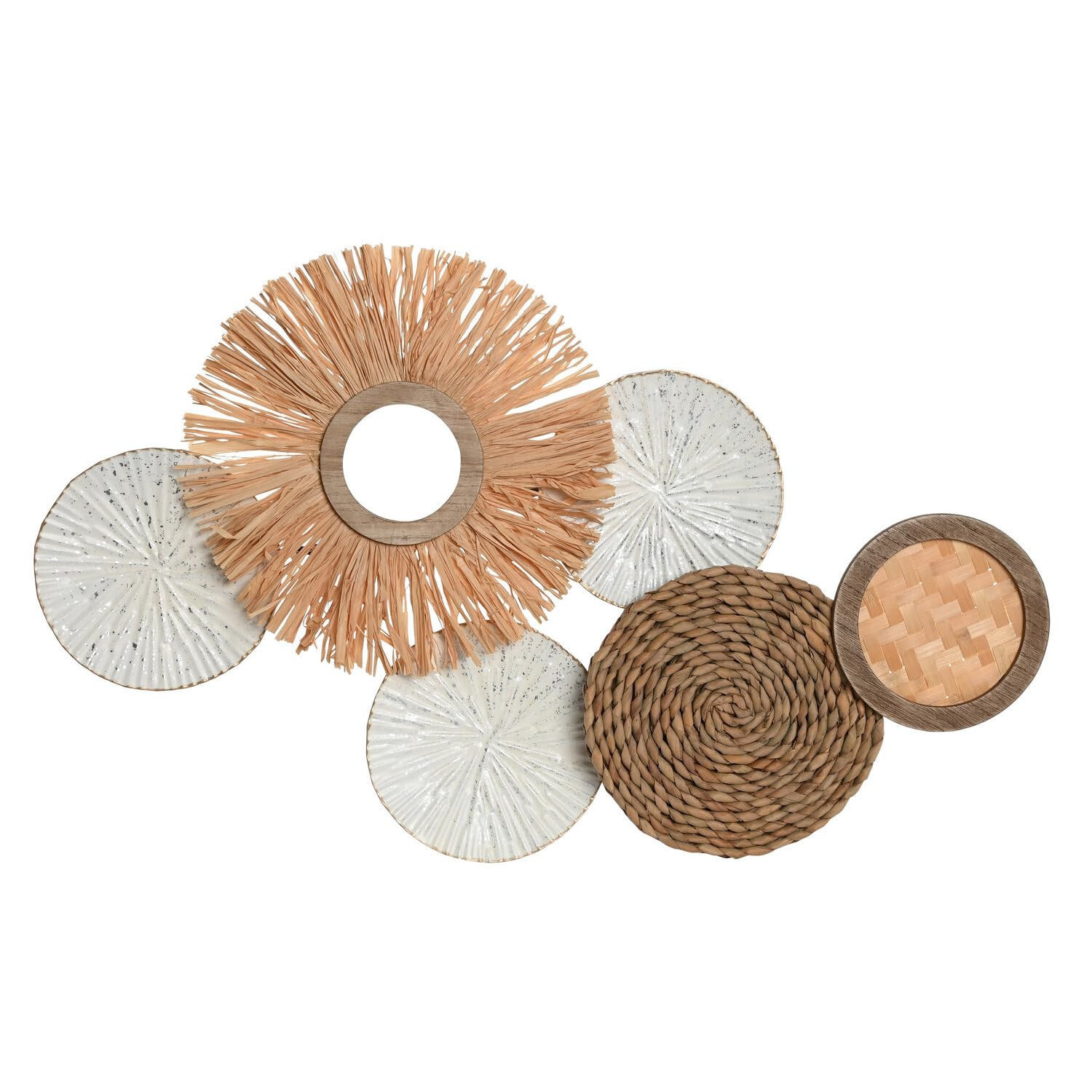 DECORACION PARED RAFIA FIBRA 70X5,5X43 CIRCULOS (B8B)