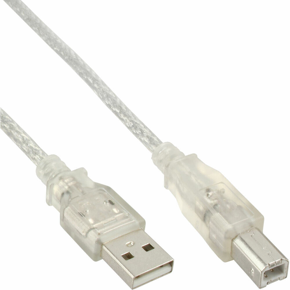 INL InLine® Cavo USB 2.0 A maschio / B maschio, 3m, trasparente