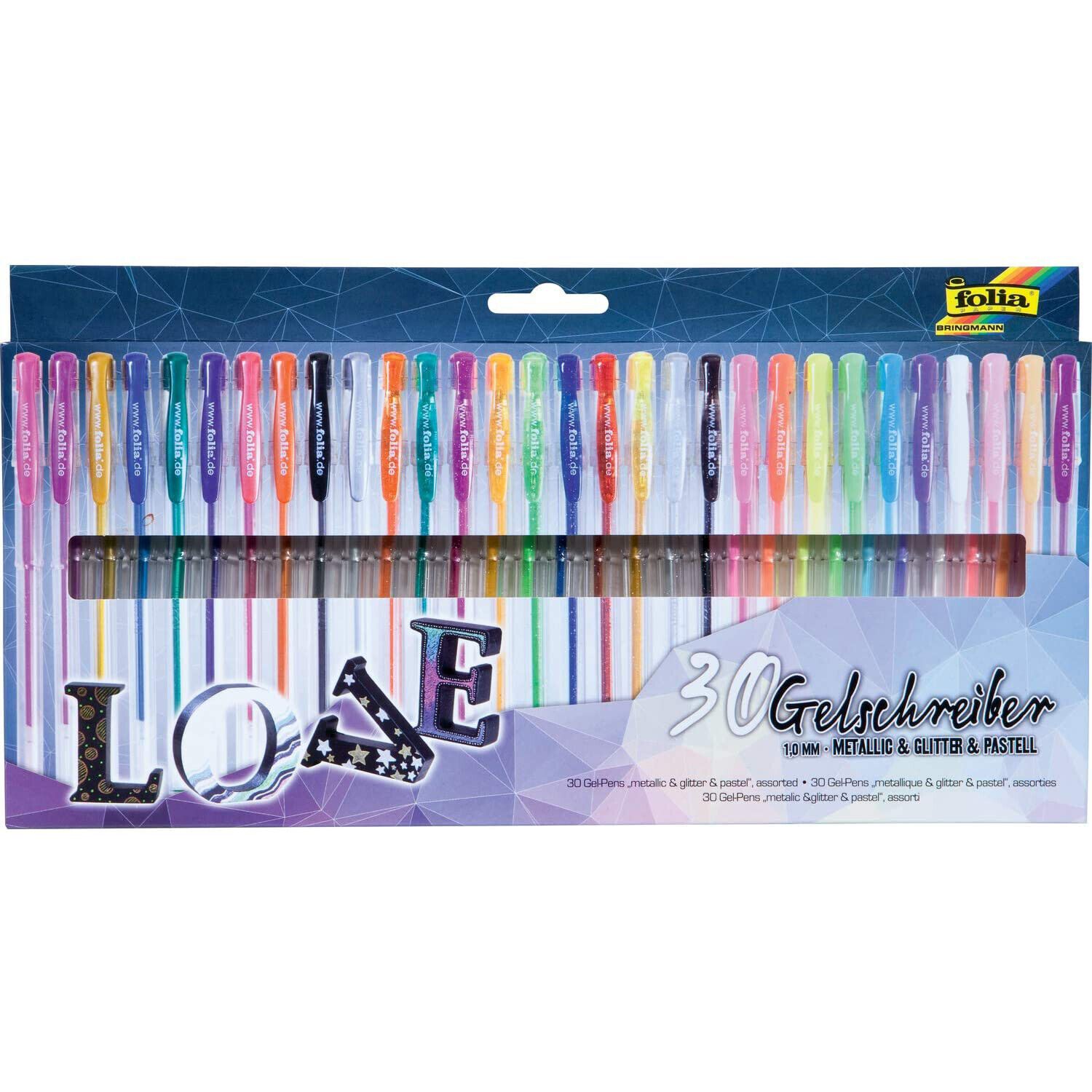 Penne Inchiostro Gel Colori Assortiti 30 colori FOLIA - 6260 GIODICART