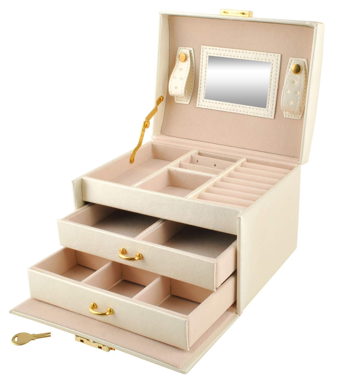 ISO TRADE Jewelery Box Suitcase 3 colori Lockable Mirror Handle 2 Drawers (B3B)