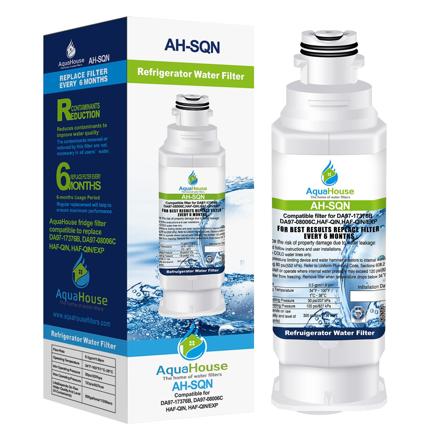 AquaHouse AH-SQN - Filtro acqua compatibile con Samsung HAF-Qin (R4E)