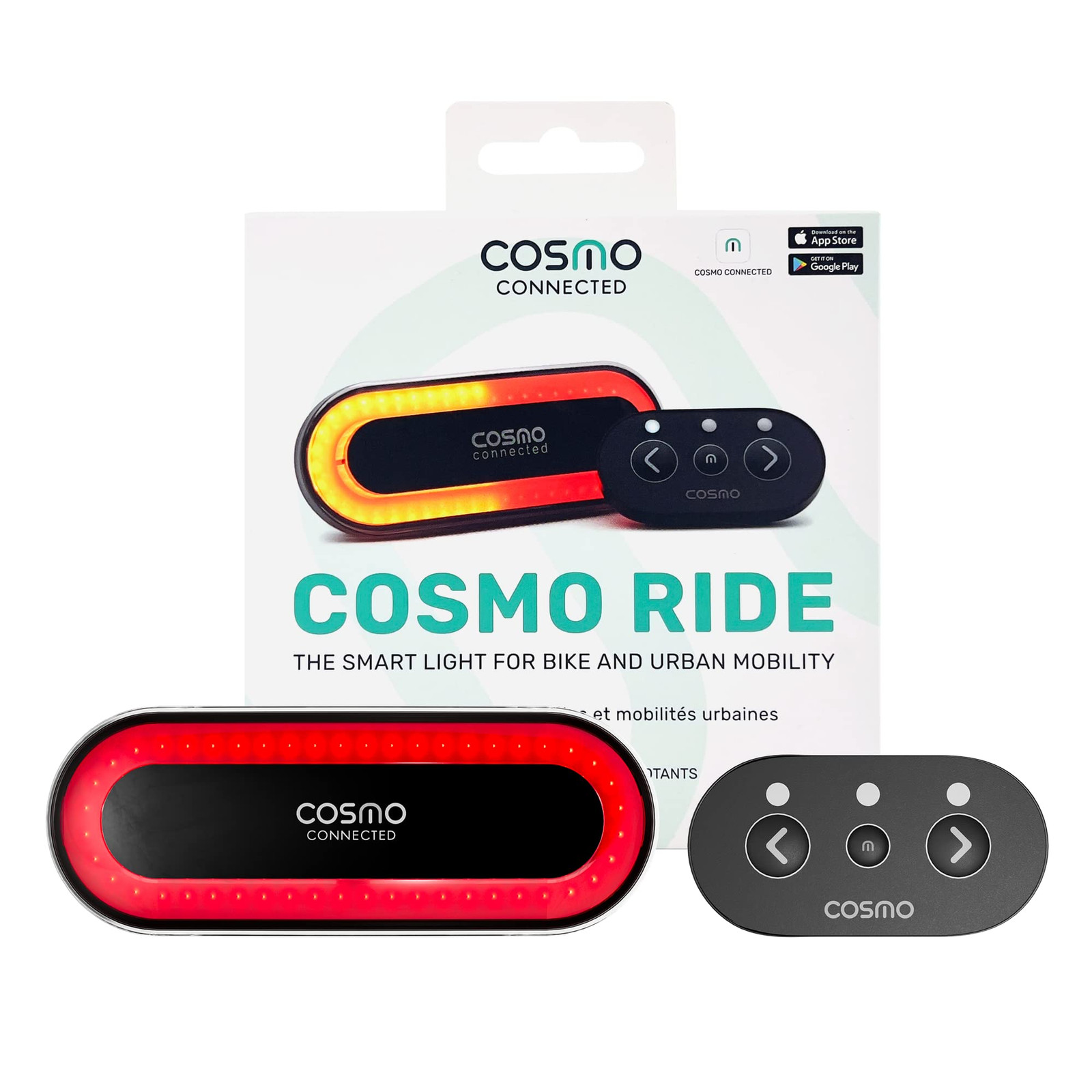 Cosmo Ride - Luce posteriore per bici connessa intelligente - Indicatori (l9g)