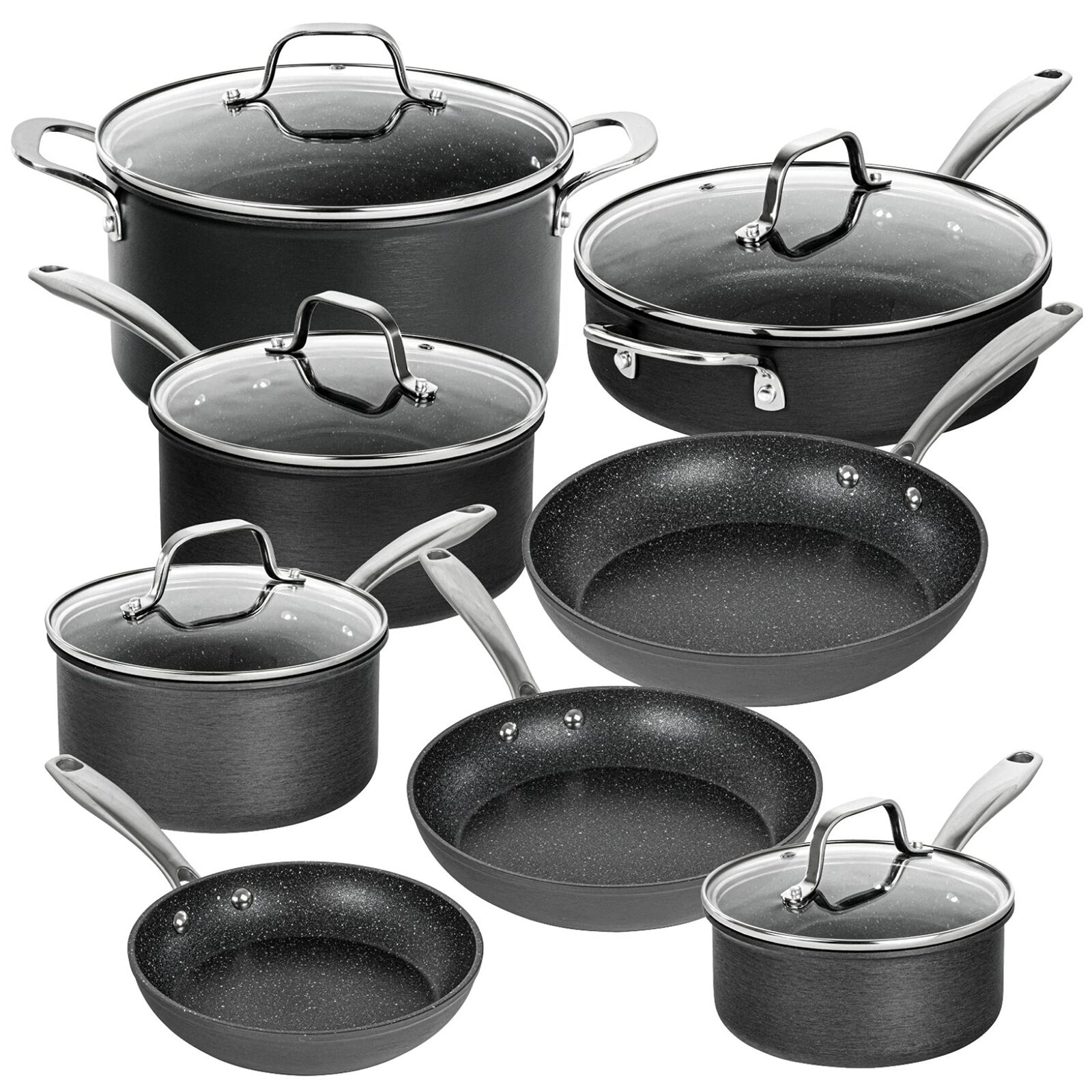 Granitestone Pro Pots and Pans Set 13 Piece Hard Anodized Premium (U9f)