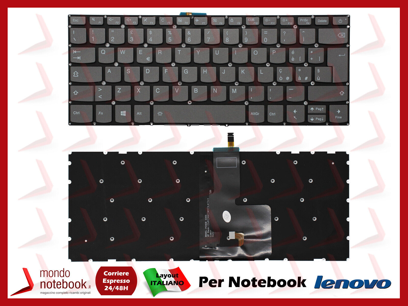 Tastiera Notebook Lenovo IdeaPad 320-14ISK 320S-14IKB 320S-14IKBR Grigia Italian