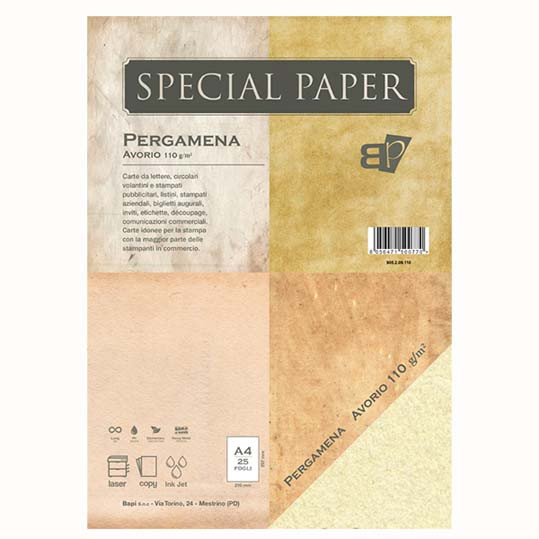 CARTA BAPI PERGAMENA AVORIO A4 110 GR. 2 5 FF