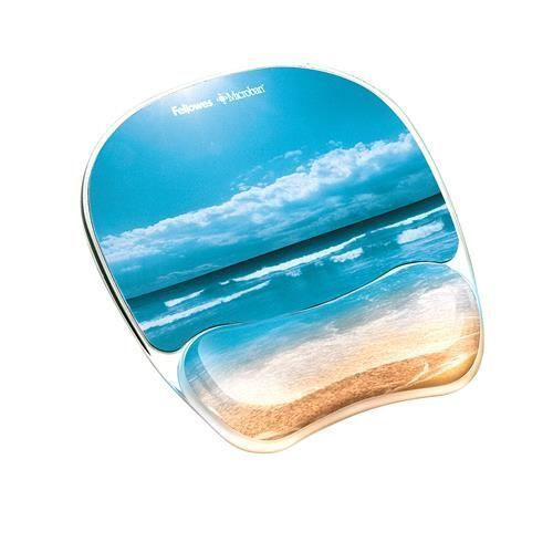 Fellowes Mousepad Con Poggiapolsi In Gel Trasparente Fantasia Spiaggia 9179301-F