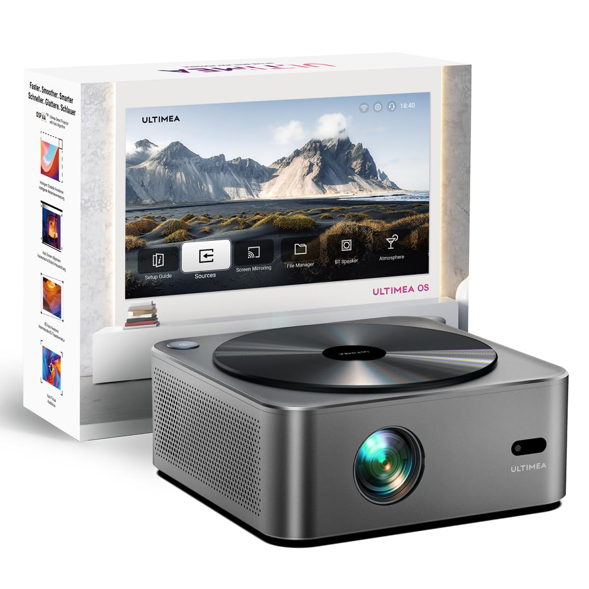 ULTIMEA Proiettore di supporto 4K, proiettore video portatile (l3y)