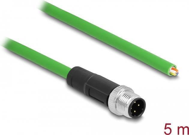 Delock - Cavo patch - 4 pin M12-D (M) a senza spina - 5 m - 65 mm - SF/UTP - sen