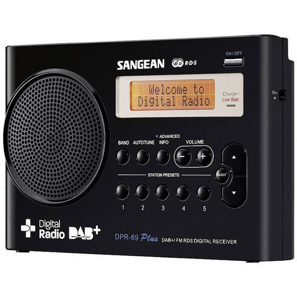 Sangean DPR-69+-BK  DPR-69+ Radio portatile DAB+, FM Funzione di carica della ba