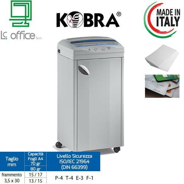 KOBRA 260 C4 Distruggi Documenti a Frammento (P-4) per Uffici Medio Grandi