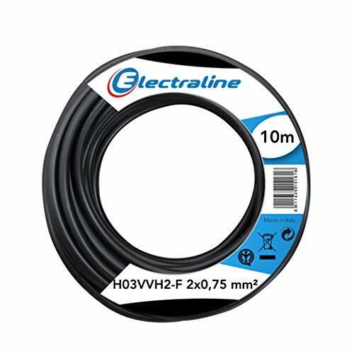 Electraline 10921 Piattina Indivisibile H03VVH2-F, Sezione 2x0.75 mm, 10 mt, Ner