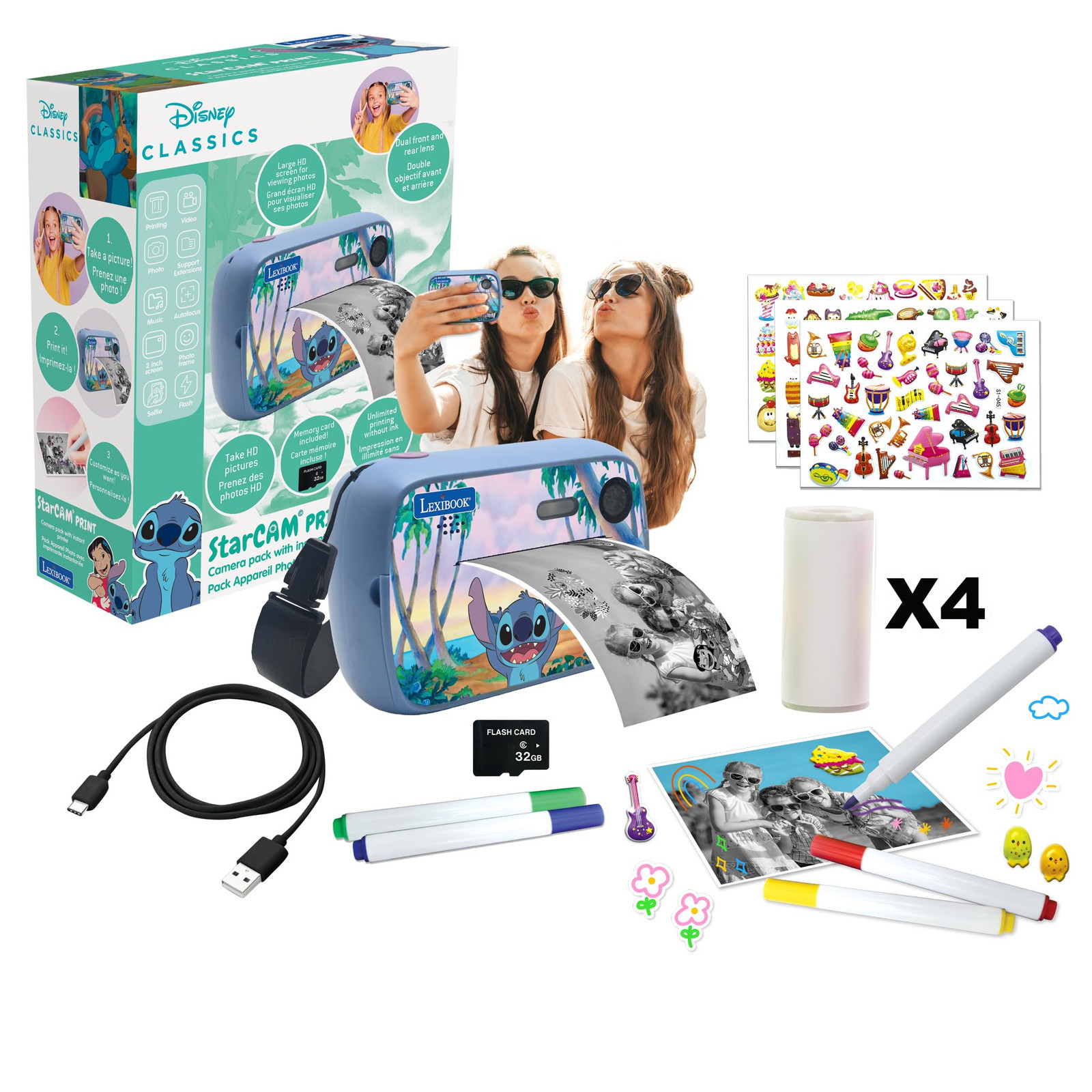 LEXIBOOK- Appareil instantané Starcam photo + video Stitch - Deux (T6U)