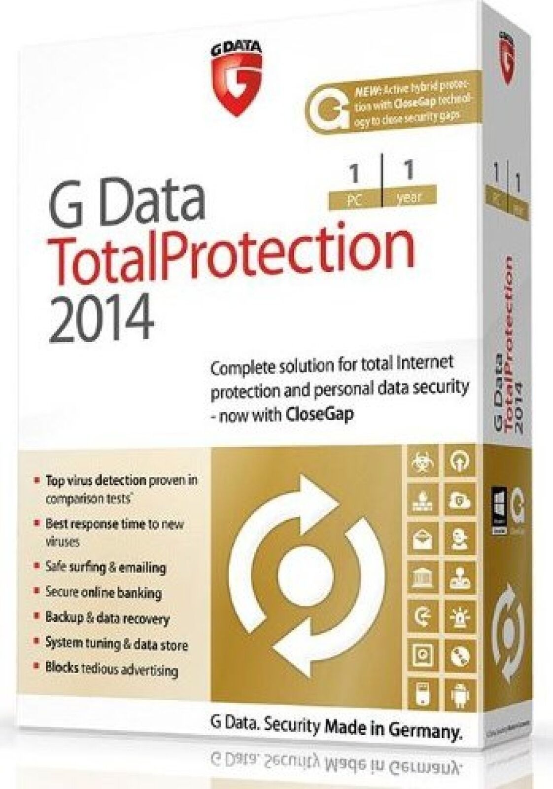 G DATA TOTAL PROTECTION SECURITY 2014 Full Box 2 PC 1 ANNO ITA