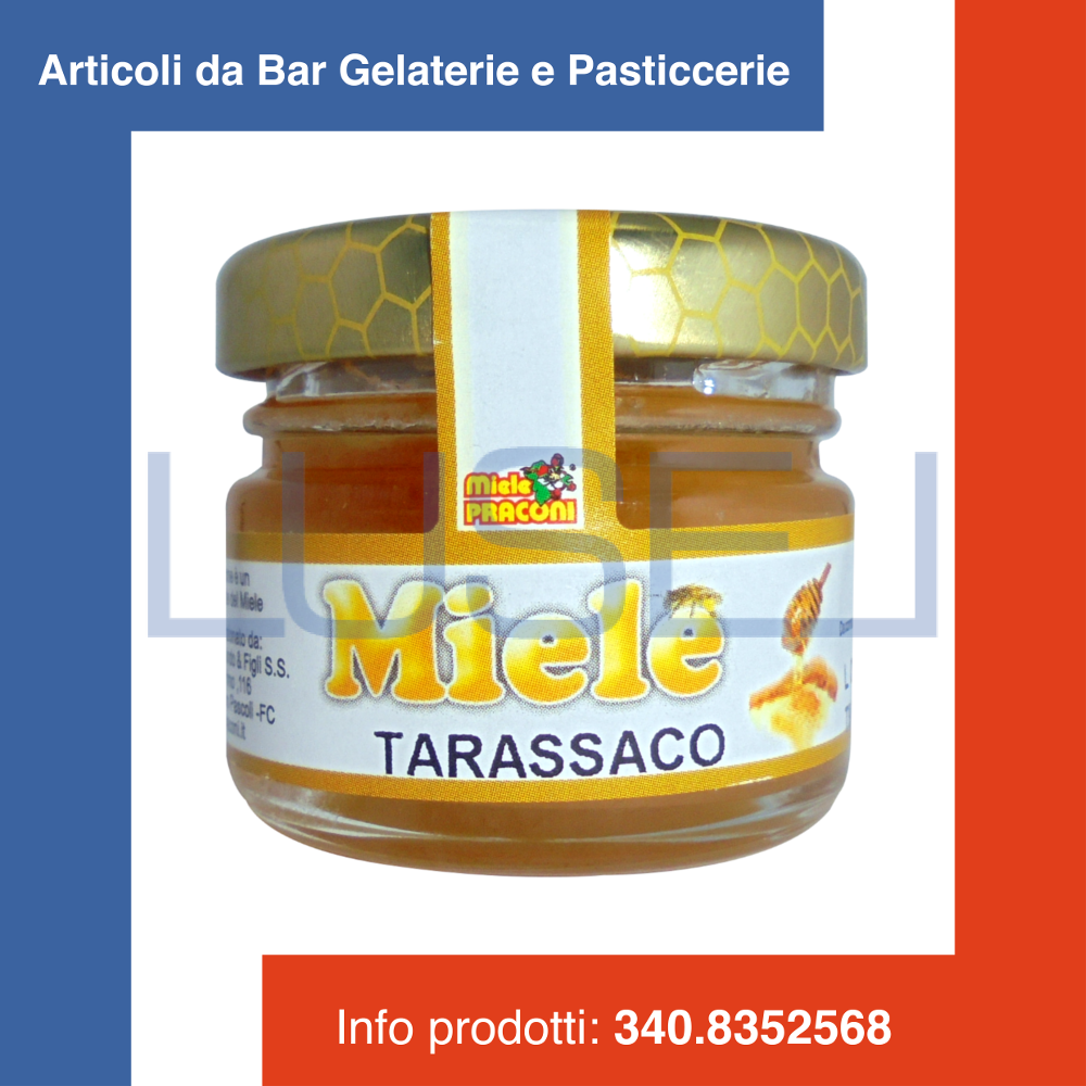 PZ 10 MIELE DI TARASSACO IN VASO VETRO GR 30 100% ITALIANO DOLCIFICANTE MONODOSE