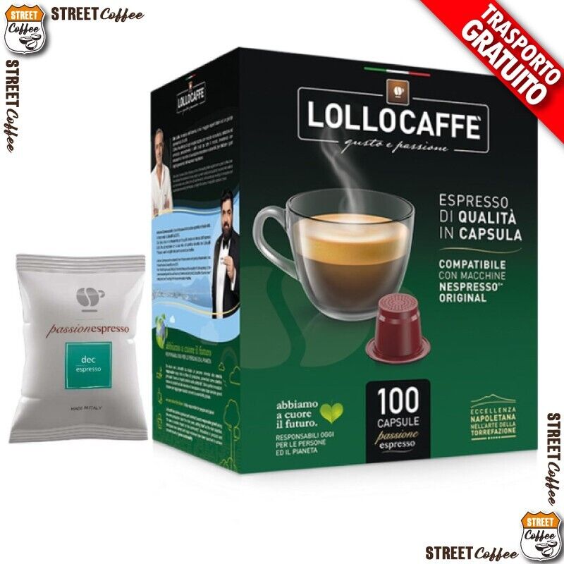 1000 Capsule Caffè Lollo Miscela Decaffeinato Dek compatibili Nespresso gratis