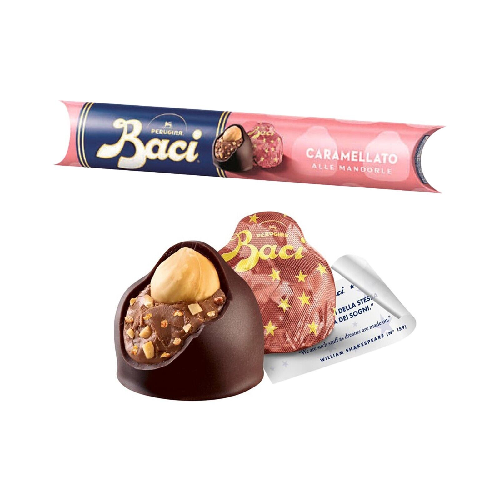 Baci Perugina Caramellato alle Mandorle Tubo da 87,5g Cioccolatini Senza Glutine