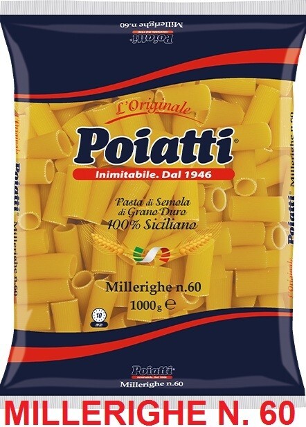 PASTA MILLERIGHE DI SEMOLA DI GRANO DURO SICILIANO 100% POIATTI N° 60  KG 1