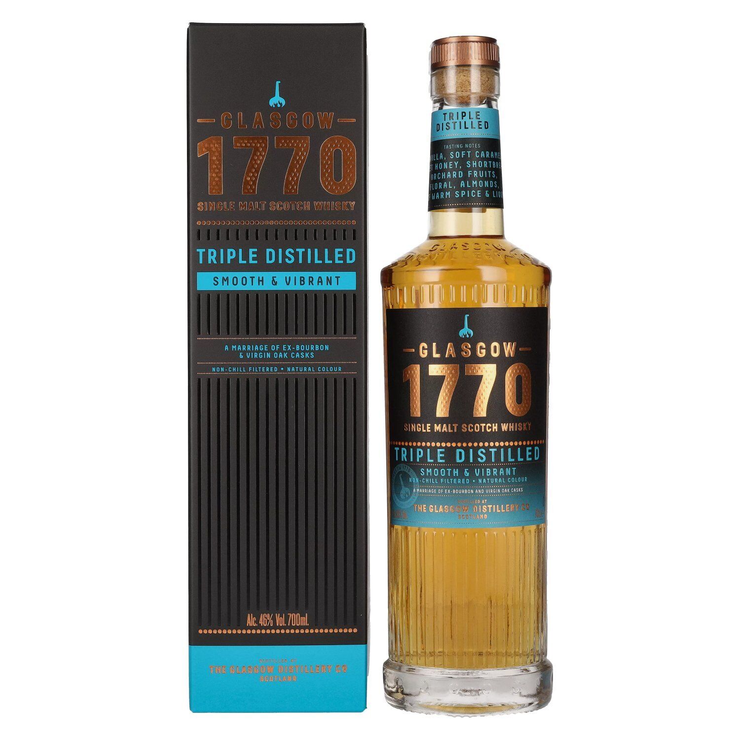 1770 Glasgow TRIPLE DISTILLED Smooth & Vibrant Single Malt Scotch Whisky