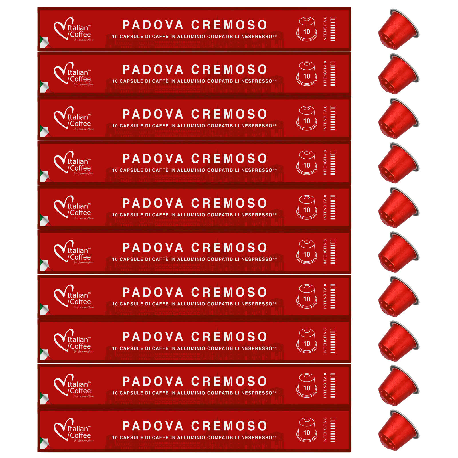 100 Capsule alluminio Caffè Italian Coffee Padova Cremoso Compatibili Nespresso