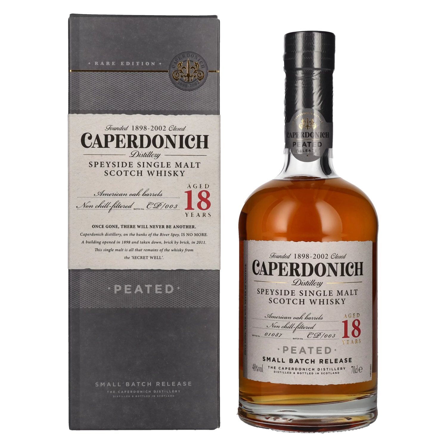 Caperdonich 18 Years Old PEATED Speyside Single Malt Scotch Whisky # 003