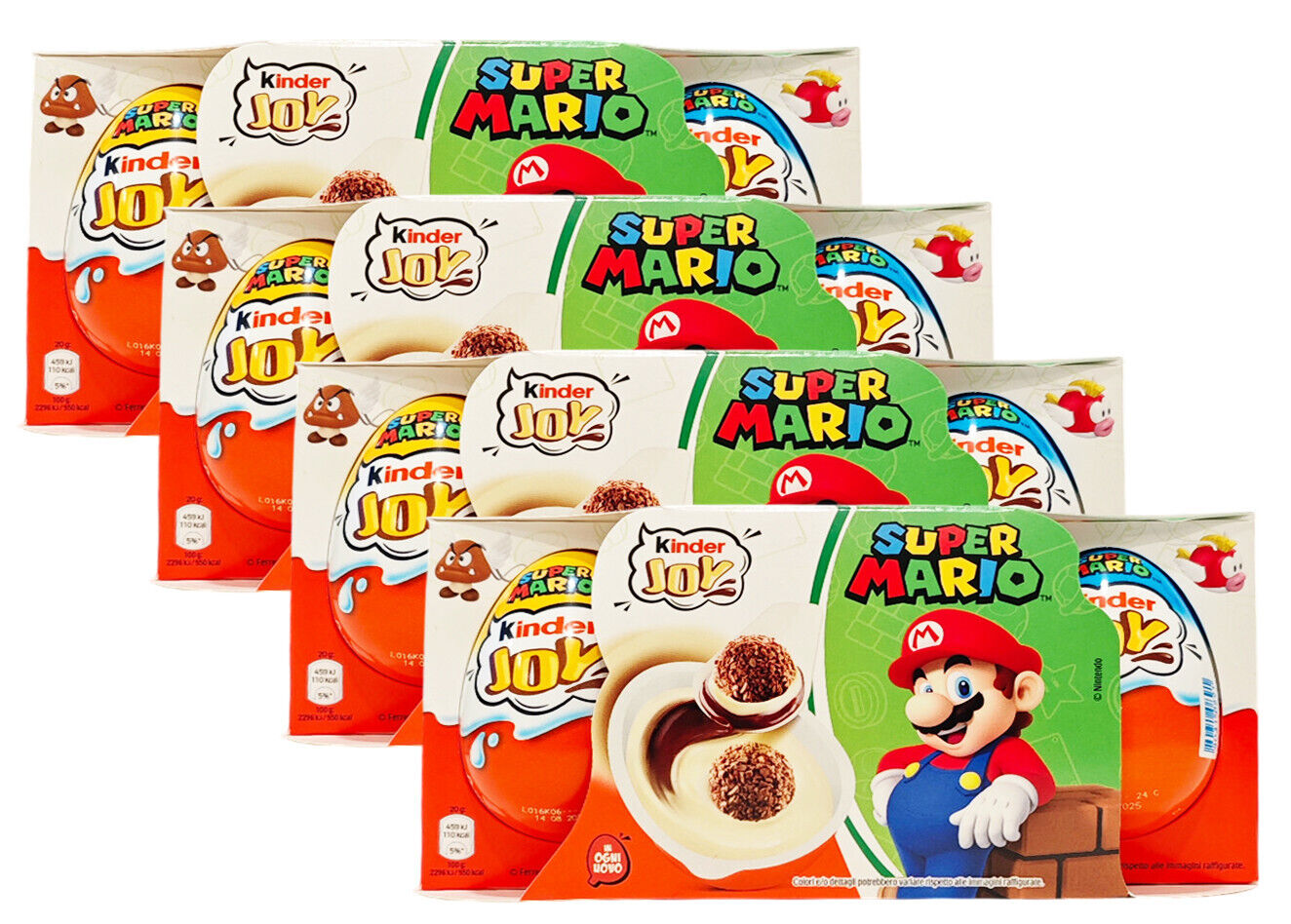 4X Kinder Joy Super Mario Ovetti di Cioccolato con Sorpresa Scatola 3x20g (2025)