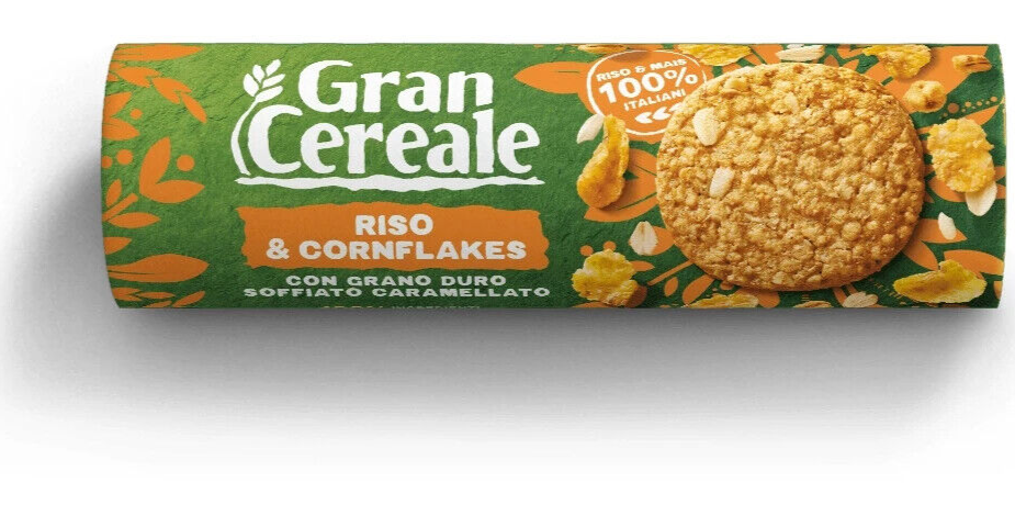 GRAN CEREALE BISCOTTI RISO & CORNFLAKES MULINO BIANCO BISCOTTO CROCCANTE TUBO