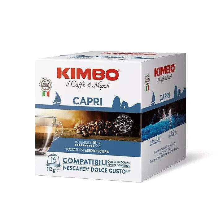 96 CAPSULE CAFFè KIMBO MISCELA CAPRI COMPATIBILE CON NESCAFÈ DOLCE GUSTO