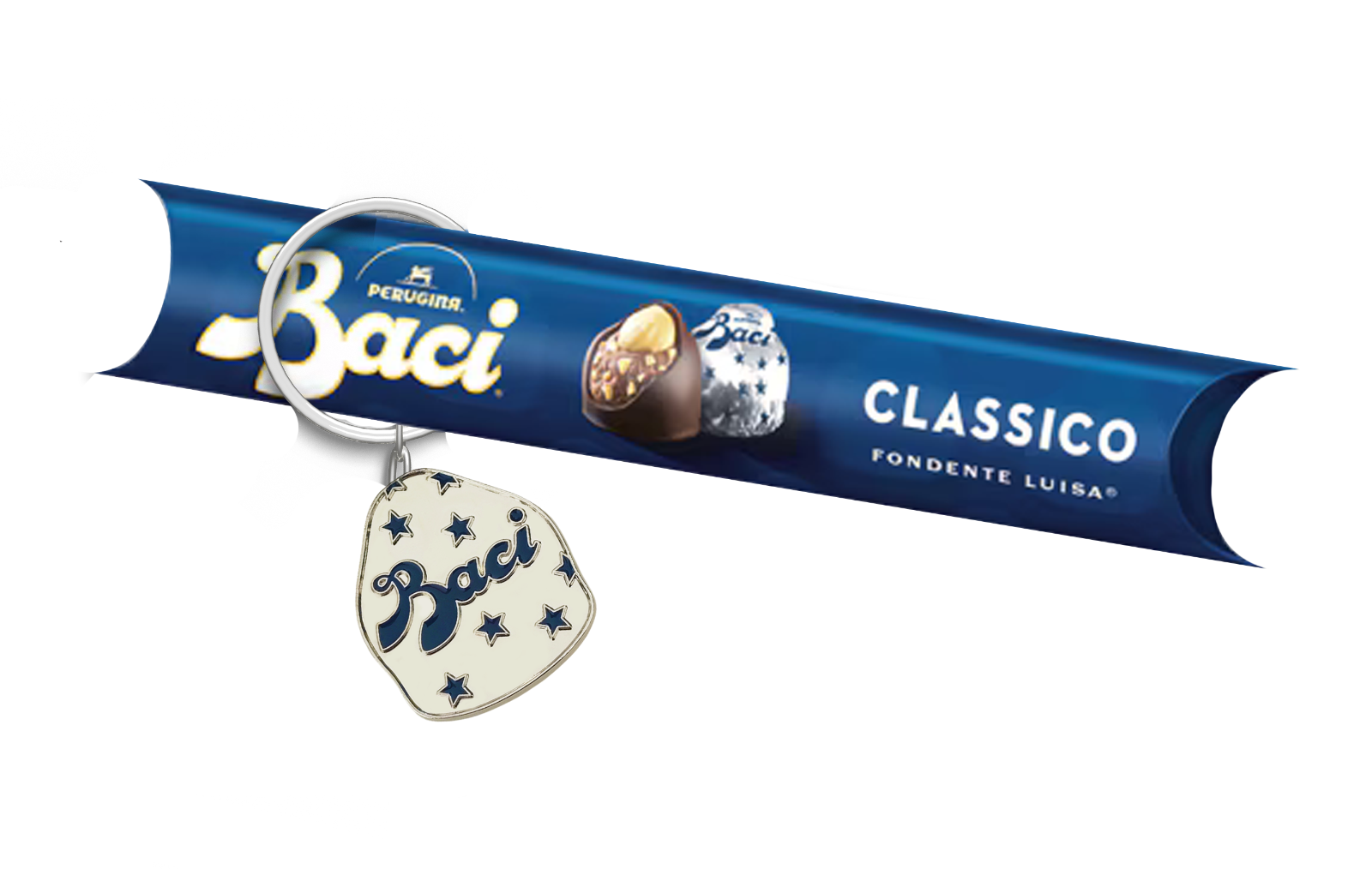 Baci Perugina Tubo con Baci Classici Fondente Luisa e Portachiavi Bacio 87,5g