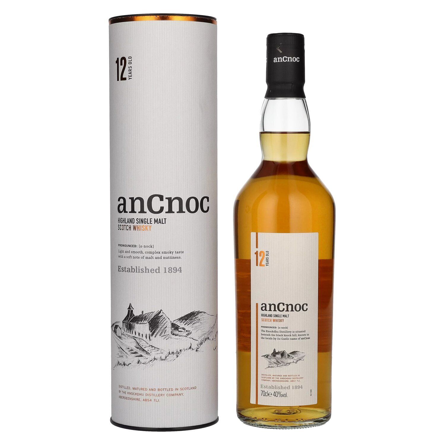 AnCnoc 12 Years Old Highland Single Malt Scotch Whisky