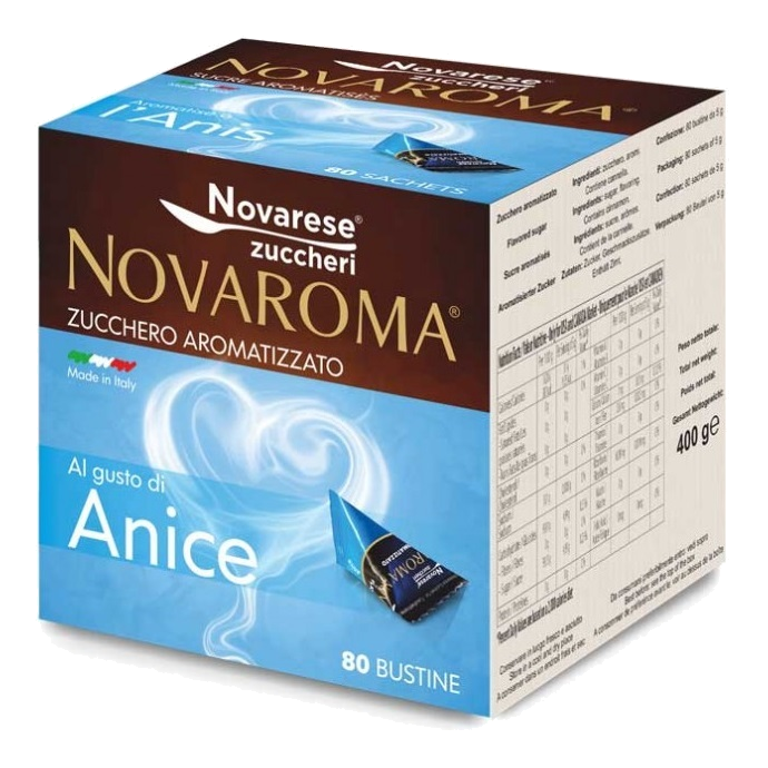 NOVAROMA ZUCCHERO AROMATIZZATO 80 BUSTINE 5g AL GUSTO DI ANICE