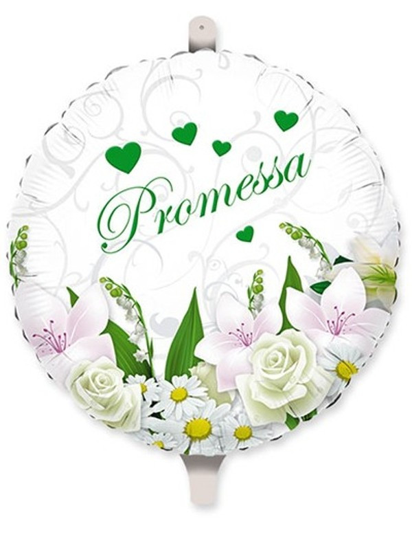 PALLONCINO GLOBO PROMESSA CON FIORI 45 CM