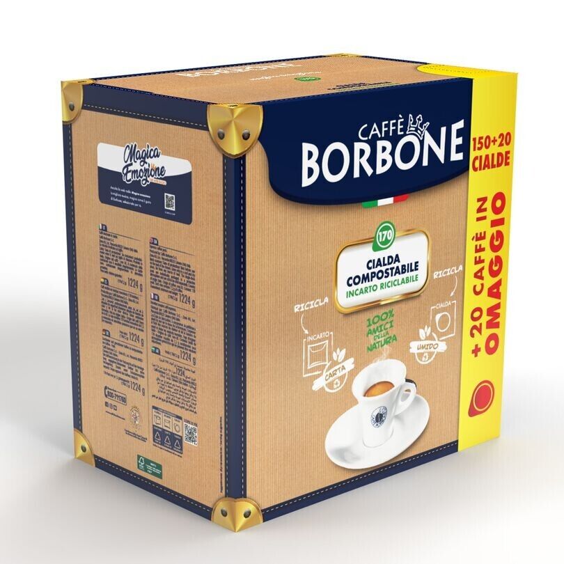 150 + 20 IN OMAGGIO Cialde Filtro carta Caffè Borbone ESE 44mm Miscela Rossa