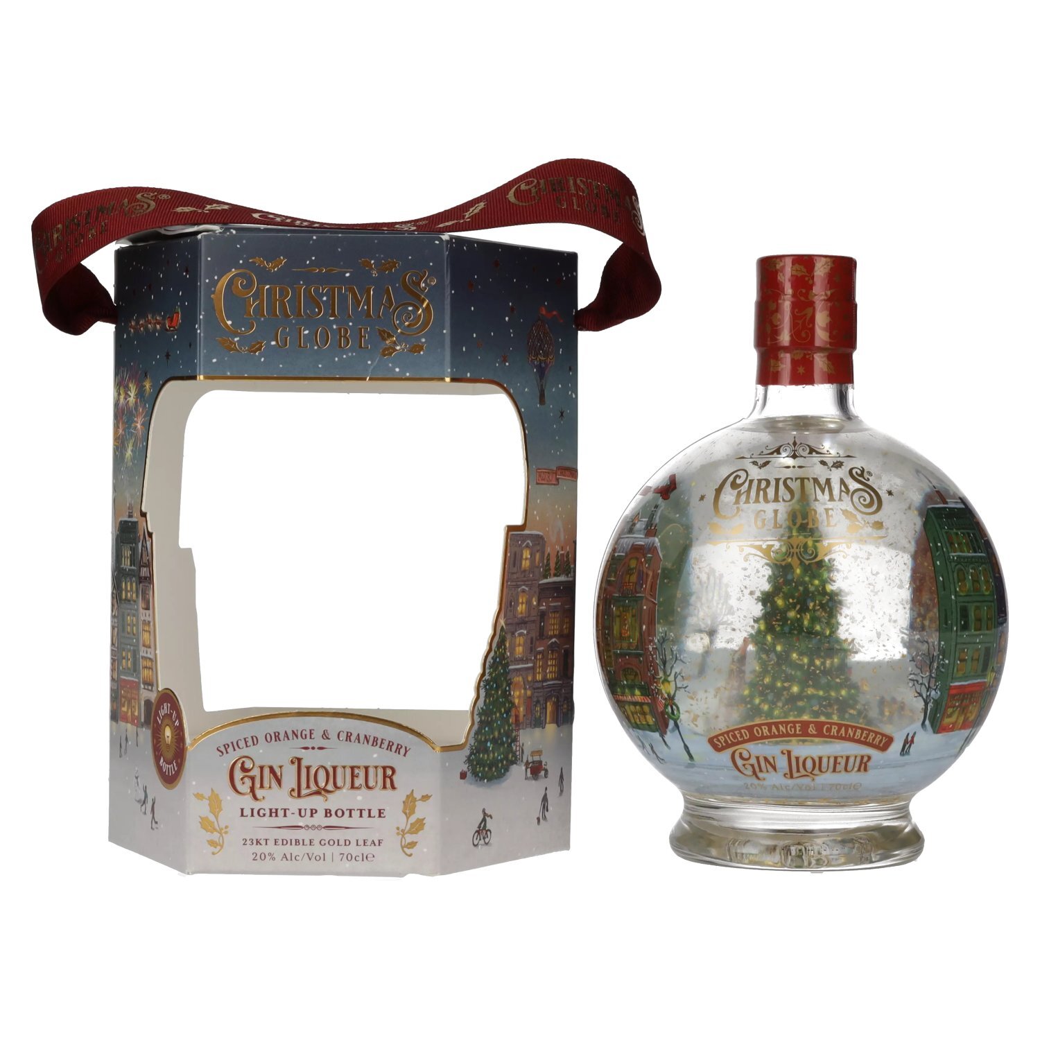 Christmas Globe Spiced Orange & Cranberry Gin Liqueur Light-Up