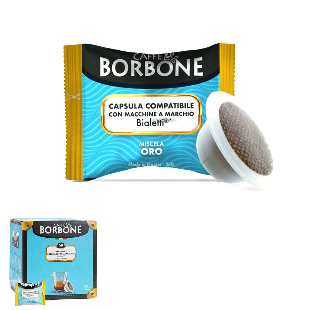 50 CAPSULE CIALDE CAFFÈ BORBONE COMPATIBILI MACCHINE BIALETTI MISCELA ORO