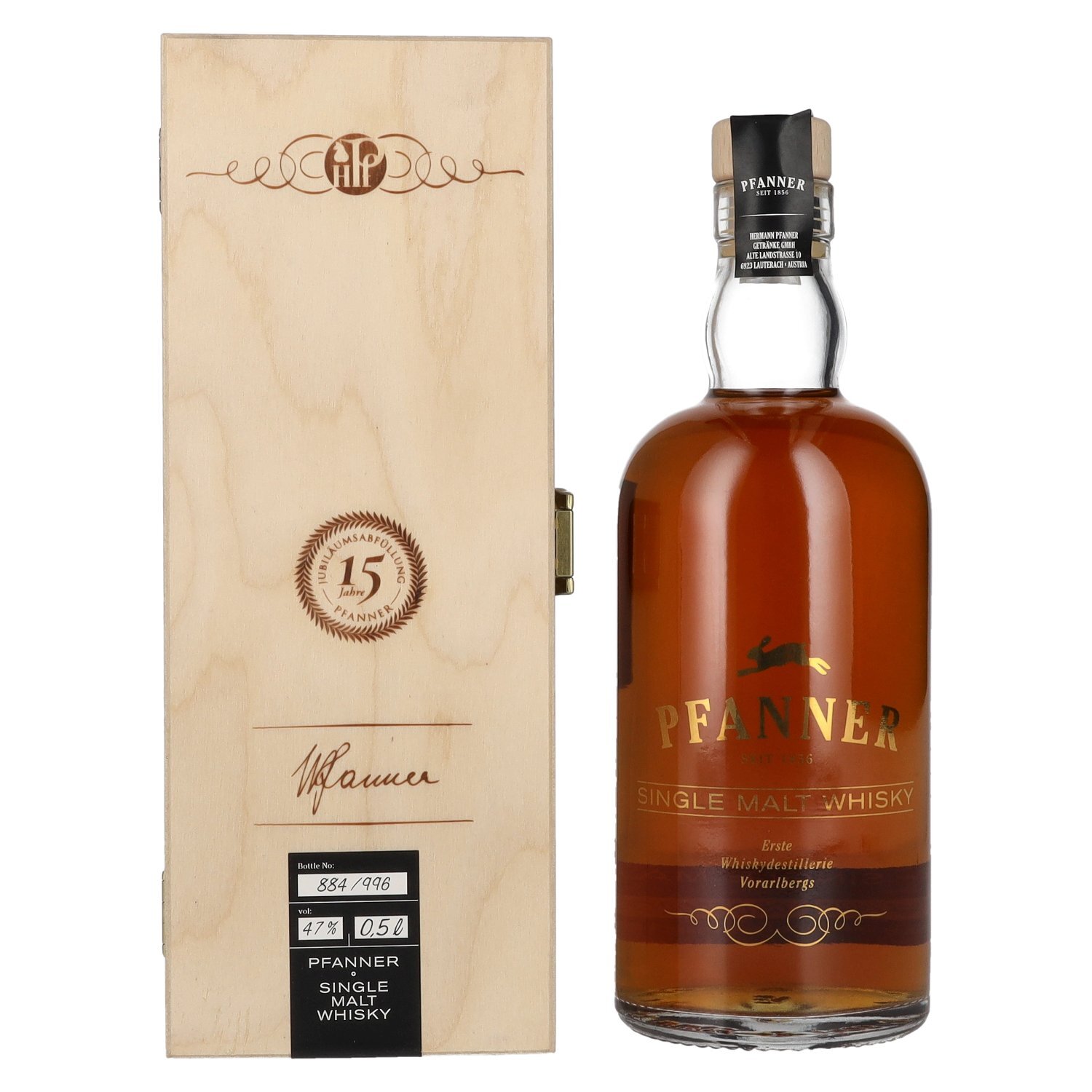 Pfanner 10 Years Old Single Malt Whisky Jubiläumsedition in cassa di legno
