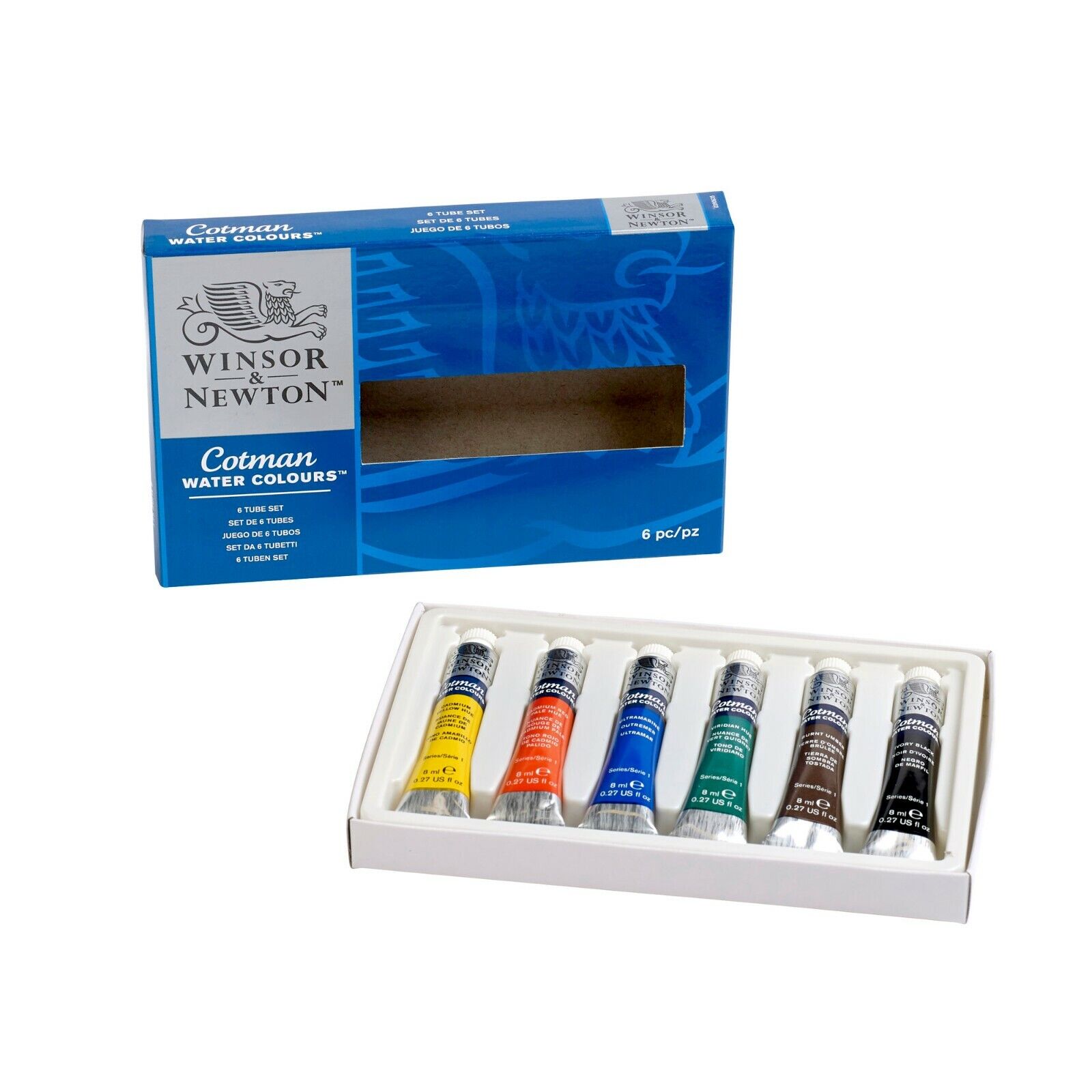 Winsor and Newton Acquerelli Cotman Watercolour Set 6 tubi tubetti colori 5ml.