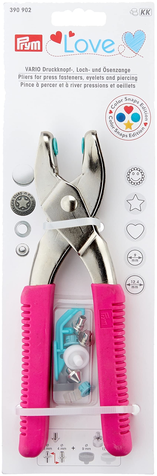 Prym 390902 Love Pinza Vario Rosa Scuro + att. Color Snaps Pinze Nylon Taglia...