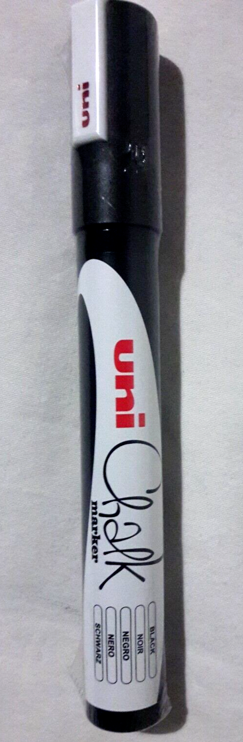UNI CHALK PWE-3MS MARKER A GESSO PUNTA BULLET MM0,9-1,3 COLORE NERO CANCELLABILE