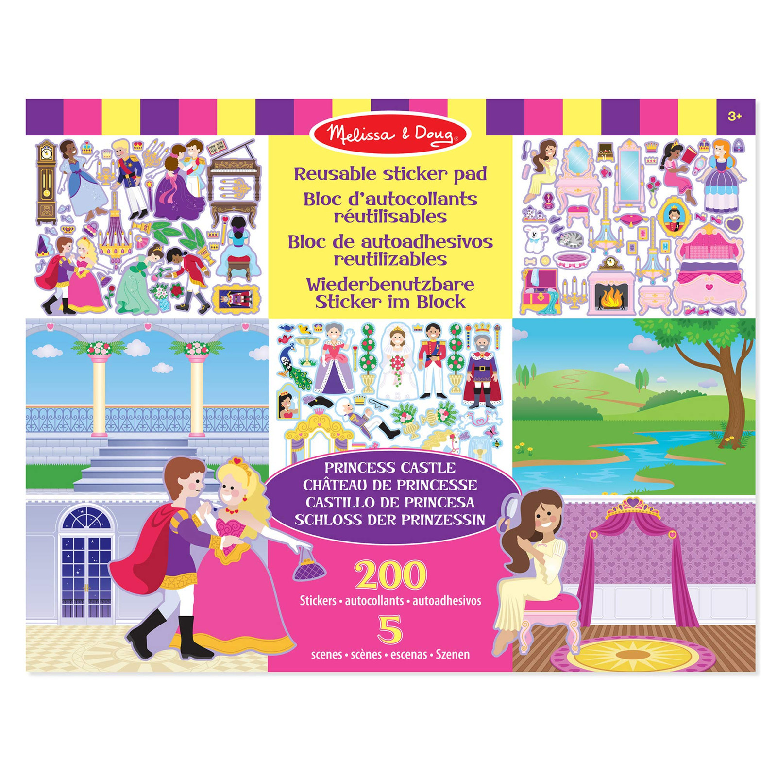 Melissa & Doug Reusable Sticker Books for 3+ Year Olds, Princess Sticker Book, P