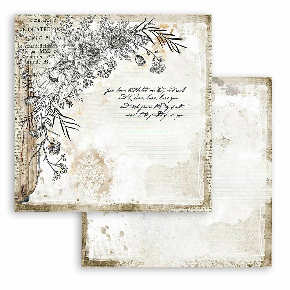 Carta Scrap Romantic Journal Angoli con Fiore Stamperia cartoncino decorativo