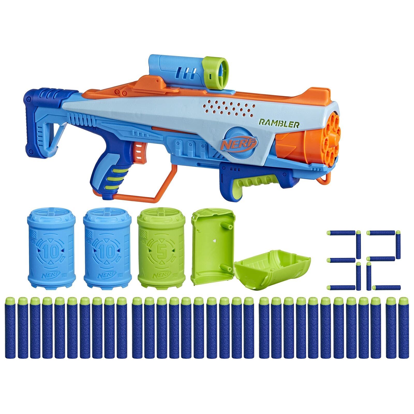 Nerf Elite Junior JR Rookie Pack, blaster facile da usare, 32 dardi Nerf Elite,