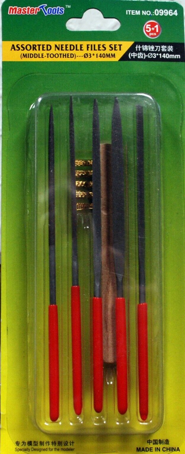 MASTER TOOLS 09964 ASSORTED NEEDLE FILES SET (MIDDLE-TOOTHED) (5pcs) - SET LIME