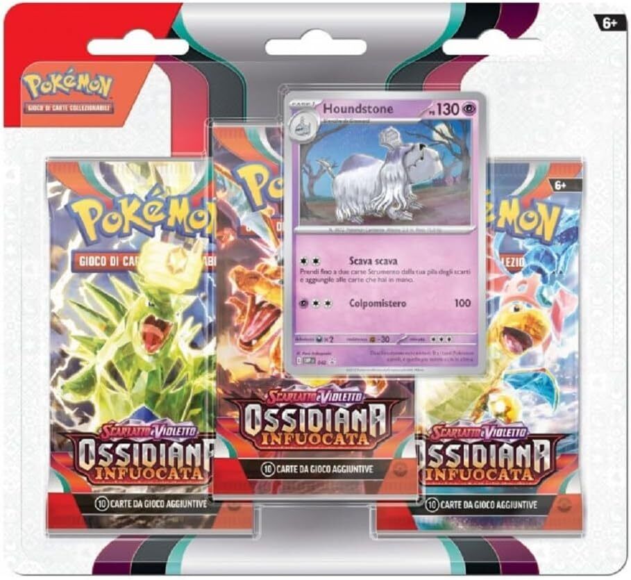 Pokemon Scarlatto e Violetto SV3 Ossidiana Infuocata 3 Pack Blister originale ed