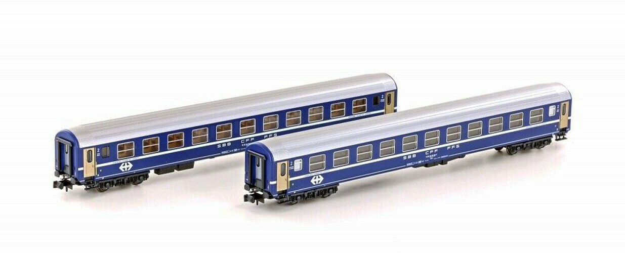 KATO Scala N K23009  Set 2 carrozze cuccette vecchio logo SBB Nuove OVP luci