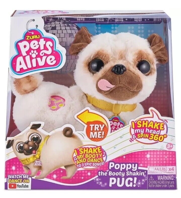 Pets Alive Zuru 9521 - Poppy the Booty Shakin Pug, carlino di peluche
