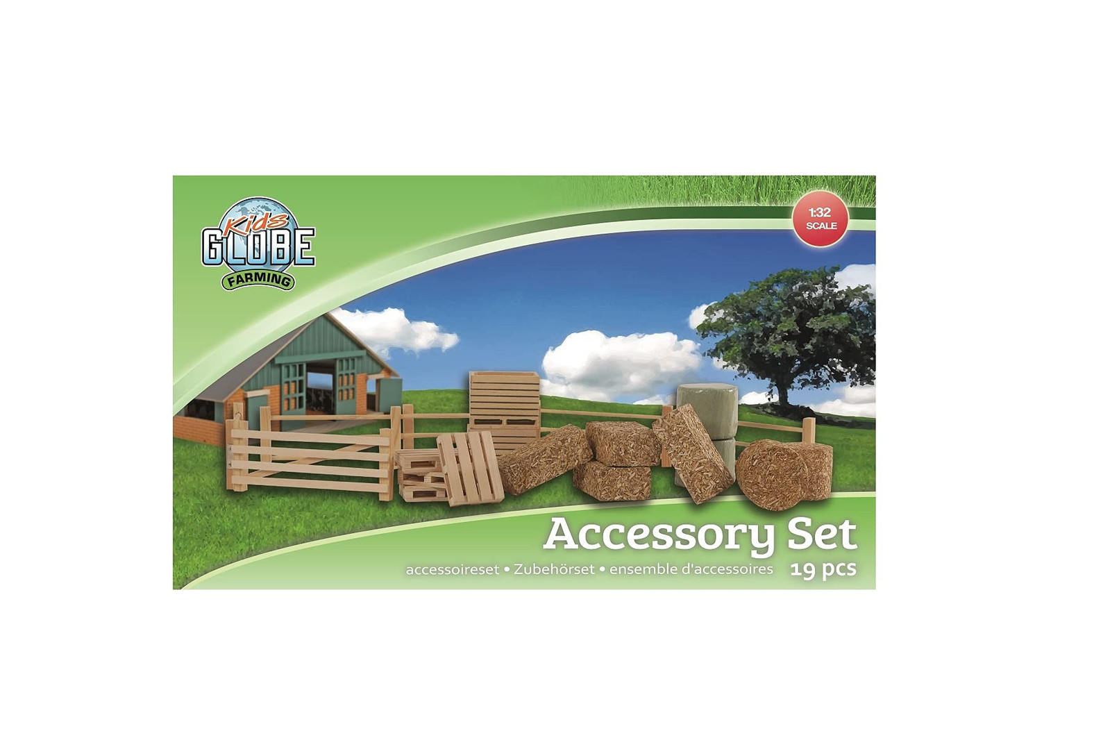 Kids Globe Farming Accessory Set with Fences Hay Bales Potato Crates and Pallets